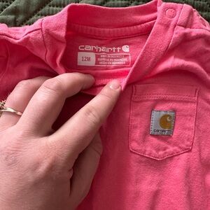 ⭐️5/$25⭐️Carhartt Baby Long Sleeve Pocket Tee onesie in Bright Pink